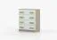 Cassettiera Smolikas 04 | Rovere Sonoma e bianco | 4 cassetti spaziosi | Maniglie verde | 90 x 80 x 40 cm