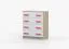 Cassettiera Smolikas 02 | Rovere Sonoma e Bianco | 4 cassetti | Maniglie rosa | 90 x 80 x 40 cm