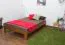 Letto una piazza e mezza "A10", pino massiccio, color rovere, incl. rete a doghe - 120 x 200 cm