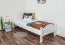 Letto singolo 113, faggio massello, bianco, incl. rete a doghe - 80 x 200 cm