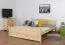 Letto matrimoniale 81, pino massello, naturale, incl. rete a doghe - 160 x 200 cm