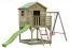 Torretta gioco S20D, tetto: verde, incl. scivolo a onde, struttura per altalena doppia, balcone, sabbiera e scala di legno - misure: 522 x 363 cm (l x p)