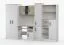 Parete attrezzata zona studio Grammasos 02 | Bianco/rovere Sonoma | 8 ante, 3 cassetti, 19 scomparti, scrivania | 300 x 52 x 196 cm