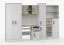 Parete attrezzata zona studio Grammasos 02 | Bianco/rovere Sonoma | 8 ante, 3 cassetti, 19 scomparti, scrivania | 300 x 52 x 196 cm