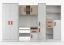 Cameretta - Parete attrezzata "Grammasos" 01, bianco/rovere, scrivania, 8 ante, 3 cassetti, 19 scomparti, 300 x 52 x 196 cm