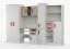 Cameretta - Parete attrezzata "Grammasos" 01, bianco/rovere, scrivania, 8 ante, 3 cassetti, 19 scomparti, 300 x 52 x 196 cm