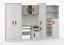Cameretta - Parete attrezzata "Grammasos" 01, bianco/rovere, scrivania, 8 ante, 3 cassetti, 19 scomparti, 300 x 52 x 196 cm