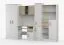 Parete attrezzata zona studio Grammasos 06 | Bianco e rovere Sonoma | 8 ante, 3 cassetti, 19 scomparti, scrivania integrata | 300 x 52 x 196 cm