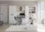 Parete attrezzata zona studio/lavoro "Grammasos" 05 | Bianco/rovere | 3 cassetti, 19 scomparti, scrivania | 300 x 52 x 196 cm