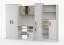Parete attrezzata zona studio/lavoro "Grammasos" 05 | Bianco/rovere | 3 cassetti, 19 scomparti, scrivania | 300 x 52 x 196 cm