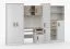 Parete attrezzata zona studio/lavoro "Grammasos" 05 | Bianco/rovere | 3 cassetti, 19 scomparti, scrivania | 300 x 52 x 196 cm