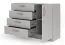 Cassettiera | 4 cassetti | 1 anta | bordi in ABS | 2 scomparti | 1 ripiano | colore: grigio platino |121 x 40 x 85 cm | Edegem 08