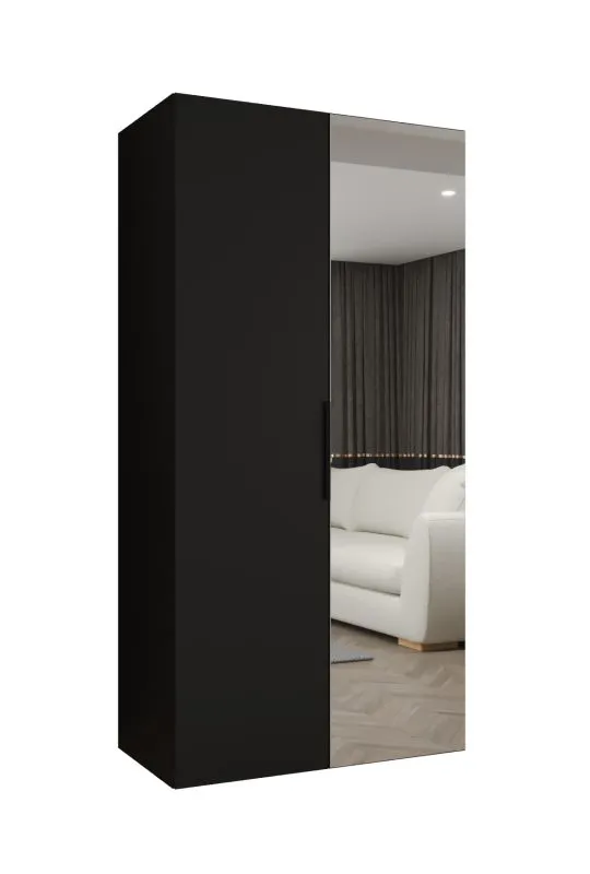 Armadio nero con ante battenti "Korab" 61 | 1 anta a specchio | Soft-Close | 1 m larghezza