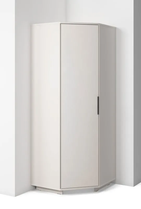 Armadio angolare "Boquilla" 12, color cashmere, 1 anta a battente, 5 scomparti, 2 barre appendiabiti, funzione "push-to-open", 43 x 38 x 185 cm