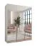 Armadio con ante a specchio "Rida" 14, bianco, maniglie: cashmere, 3 ante, 2 scomparti, 2 barre appendiabiti, Sistema "Soft-Close", bordi in ABS, 150 x 52 x 202 cm