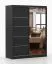 Armadio scorrevole Bucegi 32 nero | 2 ante con specchio | 6 scomparti | 1 barra appendiabiti | 200 x 150 x 61 cm