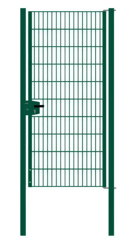 Cancello per recinzione 1 anta, Luce netta: 95 cm, Larghezza totale incl. pali: 107 cm, Stile: verniciato in verde, Altezza: 203 cm