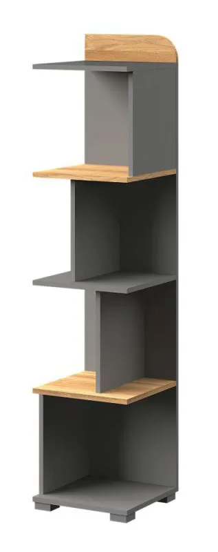 Scaffale per cameretta "Klemens" 05 | grigio e rovere | 153 x 35 x 36 cm | Ripiani spaziosi