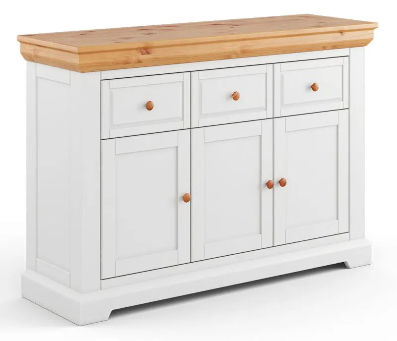 Cassettiera Bresle 10 cassetti | Pino massiccio | Bianco/naturale | 92 x 132 x 41 cm | Stile country