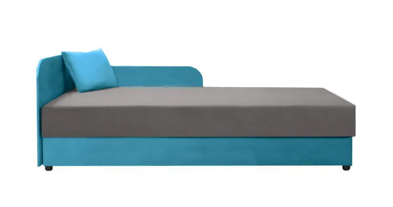 Letto per ospiti e divano da giorno Lobatos 45 | Contenitore integrato | Blu/Grigio | 90 x 195 cm | Cuscini inclusi
