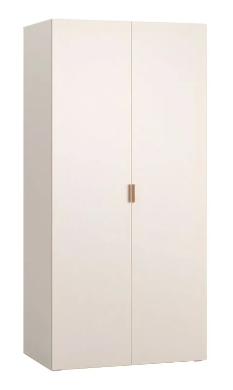 Armadio con ante a libro "Sarandi" 04, beige, maniglie: rovere, 7 scomparti, 1 barra appendiabiti, illuminazione a LED con sensore di movimento, Sistema "Soft-Close"