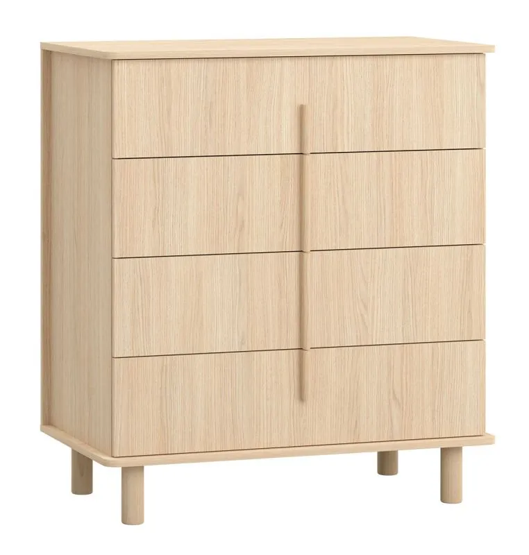Cassettiera Japandi Aegir 09 | Rovere naturale | 4 cassetti | 105 x 94 x 49 cm | Maniglie ergonomiche