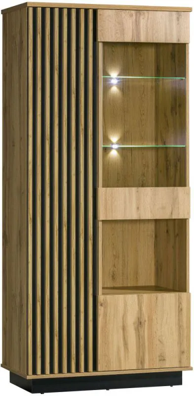 Vetrina Trevalli 3 | Rovere e nero | 194 x 90 x 40 cm | Design moderno e versatile