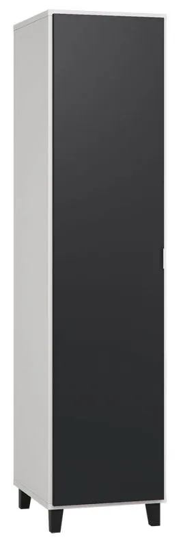 Armadio "Vacas" 12 nero/bianco | 195 x 47 x 57 cm | LED, anta pieghevole, soft close