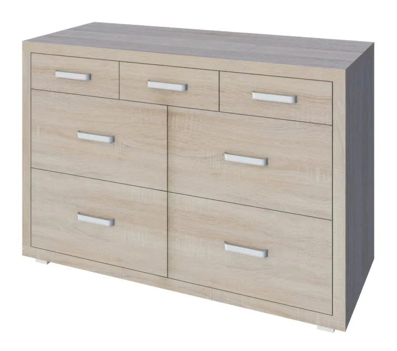 Cassettiera Kerowagi 15 | 7 cassetti | Rovere Sonoma | 77 x 115 x 41 cm | Design moderno e robusto