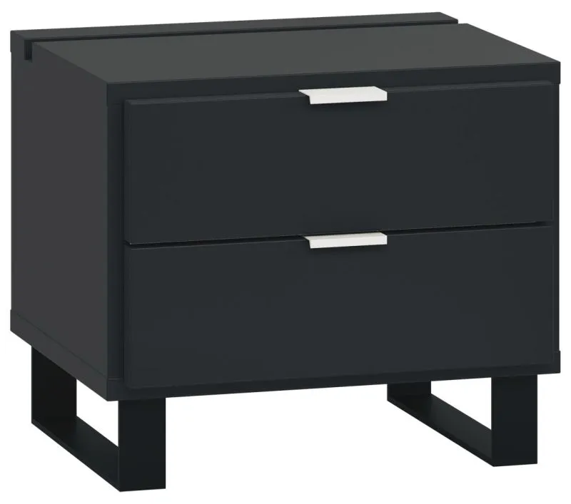 Comodino Chiflero 16 nero | 2 cassetti | LED touch | Laccatura soft touch | 40 x 45 x 40 cm