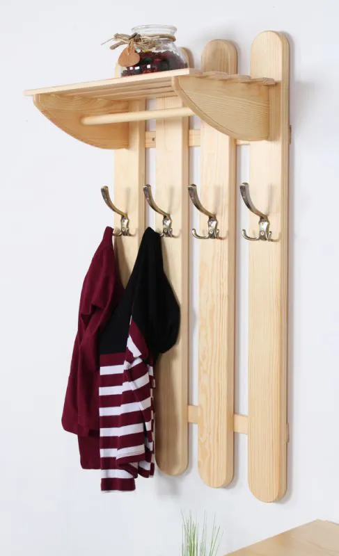 Appendiabiti in pino massello naturale Junco 349 | 100 x 50 x 33 cm | Design moderno e compatto