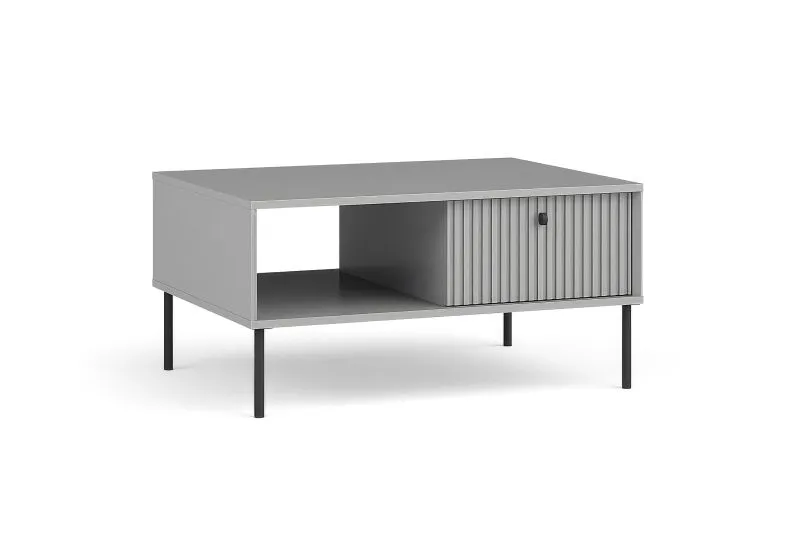 Tavolino Alonnisos 04 grigio | 2 ante a ribalta | Metallo | Sistema Soft-Close | 43 x 87 x 66 cm