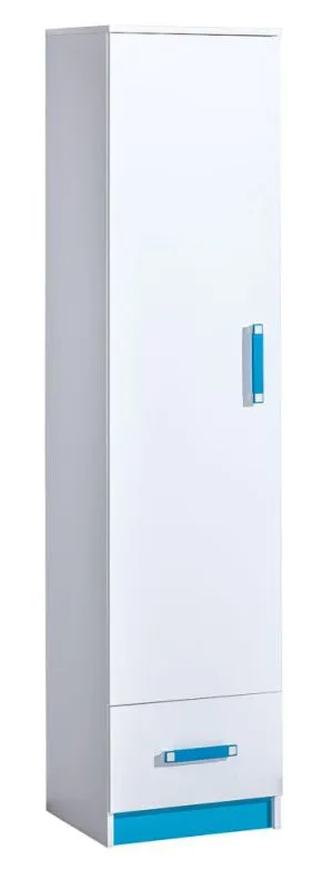 Armadio cameretta "Frank" 05 | Ante battenti | Bianco/Blu | 189 x 45 x 40 cm