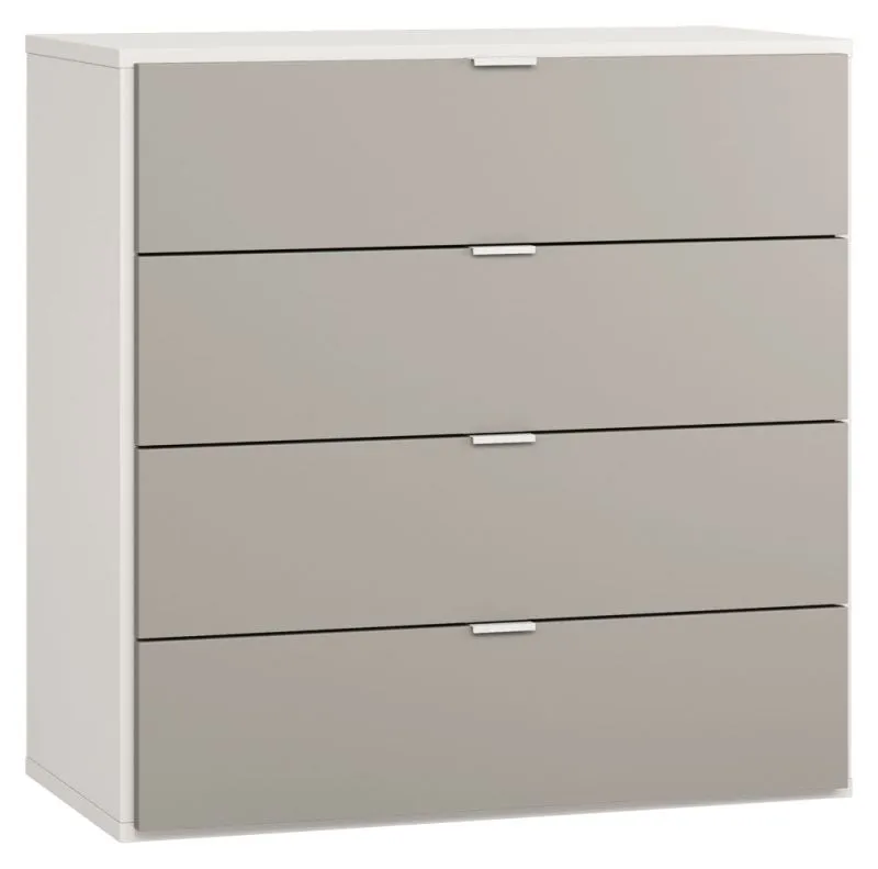 Cassettiera Bellaco 32 | Bianco e Grigio | 92 x 90 x 47 cm | 4 Cassetti con LED