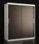 Armadio moderno 2 ante scorrevoli | Bianco opaco / Nero opaco | 200x150x62 cm | 5 scomparti | 2 barre appendiabiti