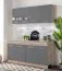 Cucina "Kolubara" 02, grigio rovere / grafite, 1 pensile con ante in vetro, 1 cassetto, lunghezza 1,6 m