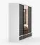 Armadio scorrevole Lusatian 29 | Bianco/Nero | 7 scomparti | 4 cassetti | Specchio frontale | 218 x 250 x 61 cm