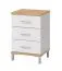 Comodino "Palanka" 05 | Bianco lucido e rovere Artisan | 3 cassetti | Bordi in ABS | 69 x 45 x 40 cm