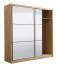 Armadio scorrevole Panevo 05 | Rovere Artisan | 2 ante a specchio | 6 scomparti | 215,5 x 213 x 60 cm