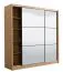 Armadio scorrevole Panevo 05 | Rovere Artisan | 2 ante a specchio | 6 scomparti | 215,5 x 213 x 60 cm