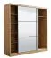 Armadio scorrevole Panevo 05 | Rovere Artisan | 2 ante a specchio | 6 scomparti | 215,5 x 213 x 60 cm