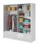 Armadio sei scomparti e due cassetti Anfield 02 | Bianco lucido | 214 x 204 x 62 cm | Ante scorrevoli