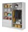 Armadio con ante scorrevoli bianco | 6 scomparti e 2 cassetti | 214 x 204 x 62 cm | Ampio spazio
