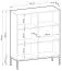 Cassettiera alta Worthing 75 | Frontale rigato cashmere | 2 ante, 6 scomparti | Larghezza 1 metro | Gambe nere