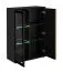 Set soggiorno 4 pezzi "Romfo" | Nero/Jackson Hickory | 2 vetrinette, mobile TV con biocamino, mensola, sistema push to open