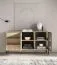 Madia "Arkansas" 02, color rovere Lindberg, 1 anta in vetro con struttura in alluminio, 3 cassetti, 4 scomparti, incl. illuminazione a LED, funzione "push-to-open", 160 x 40 x 86 cm