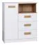Cassettiera Fafe 04, colore: rovere riviera / bianco - Dimensioni: 100 x 88 x 40 cm (A x L x P), con un'anta, 3 cassetti e scomparti