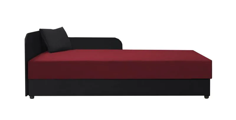 Letto per ospiti Lobatos 29 | Cuscini inclusi | Nucleo a molle Bonell | Nero/rosso | Contenitore ribaltabile | 90 x 195 cm