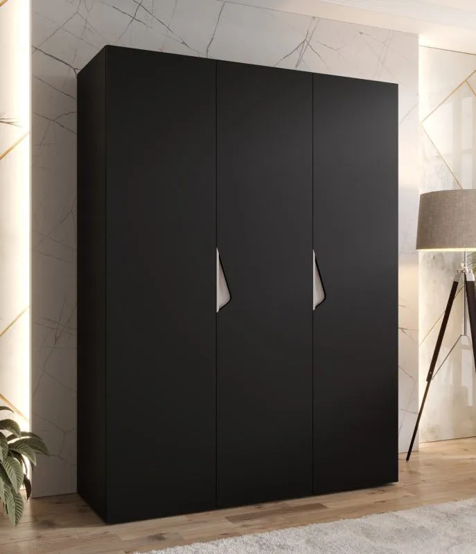 Armadio ad ante battenti "Zainab" 02, nero, maniglie: cashmere, 3 ante, 2 scomparti, 2 barre appendiabiti, Sistema "Soft-Close", bordi in ABS, 150 x 52 x 202 cm