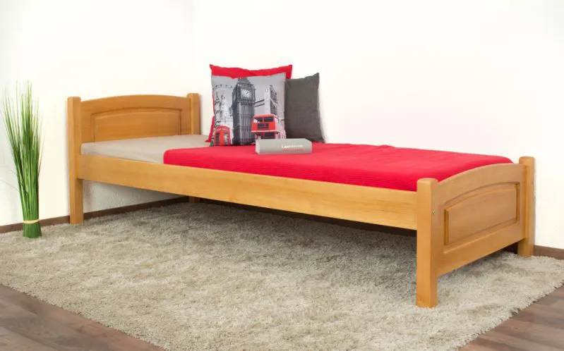 Letto singolo 80, pino massello, color ontano, incl. rete a doghe - 80 x 200 cm